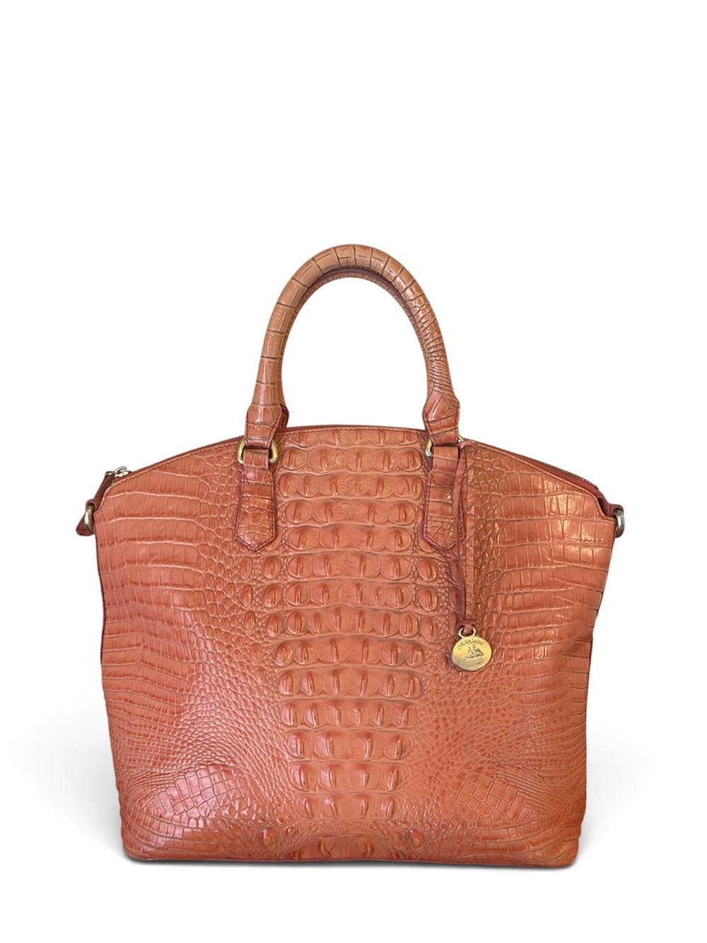 Brahmin Coral Croc-Embossed Leather Tote